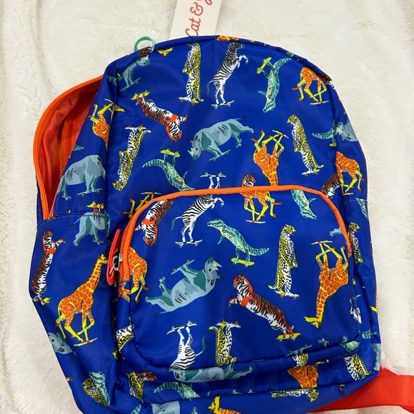 ⬇️PRICE⬇️ CAT & JACK • Blue & Orange Animal Print Back Pack • Small ( Kids) - Picture 3 of 9